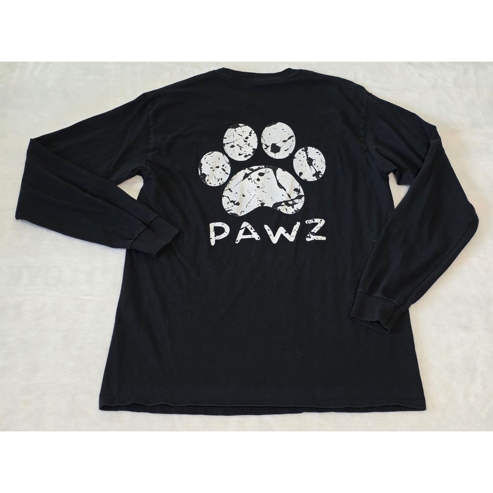 PAWZ Saves the Dogs Women Medium Dog Mom Black Speck Paw Print Long Sleeve Shirt - Picture 2 of 6
